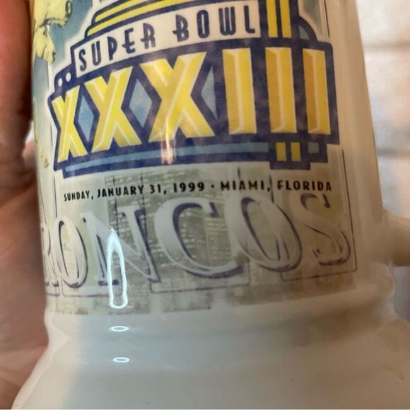 Vintage Tall Mug From Super Bowl XXXIII (33) Denver Broncos 1999 Ceramic - Picture 7 of 8